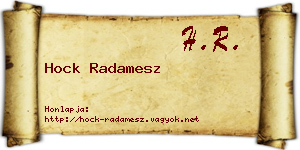 Hock Radamesz névjegykártya
